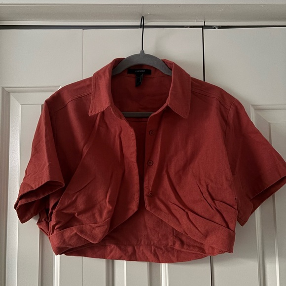 Forever 21 Tops - Forever 21 Cropped Button-Up Top - Rust